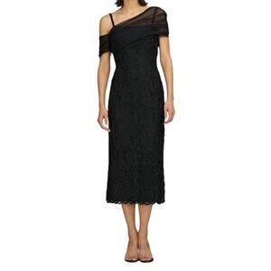 JS Collections Addilyn Soutache mesh stole dress black size 14